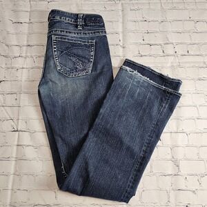 Silver Jeans Frankie 30x33 Embroidered‎ Medium Wash Boot Stretch Distressed